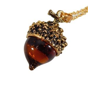 Boho Mori Glass Acorn Necklace, Autumn Jewelry